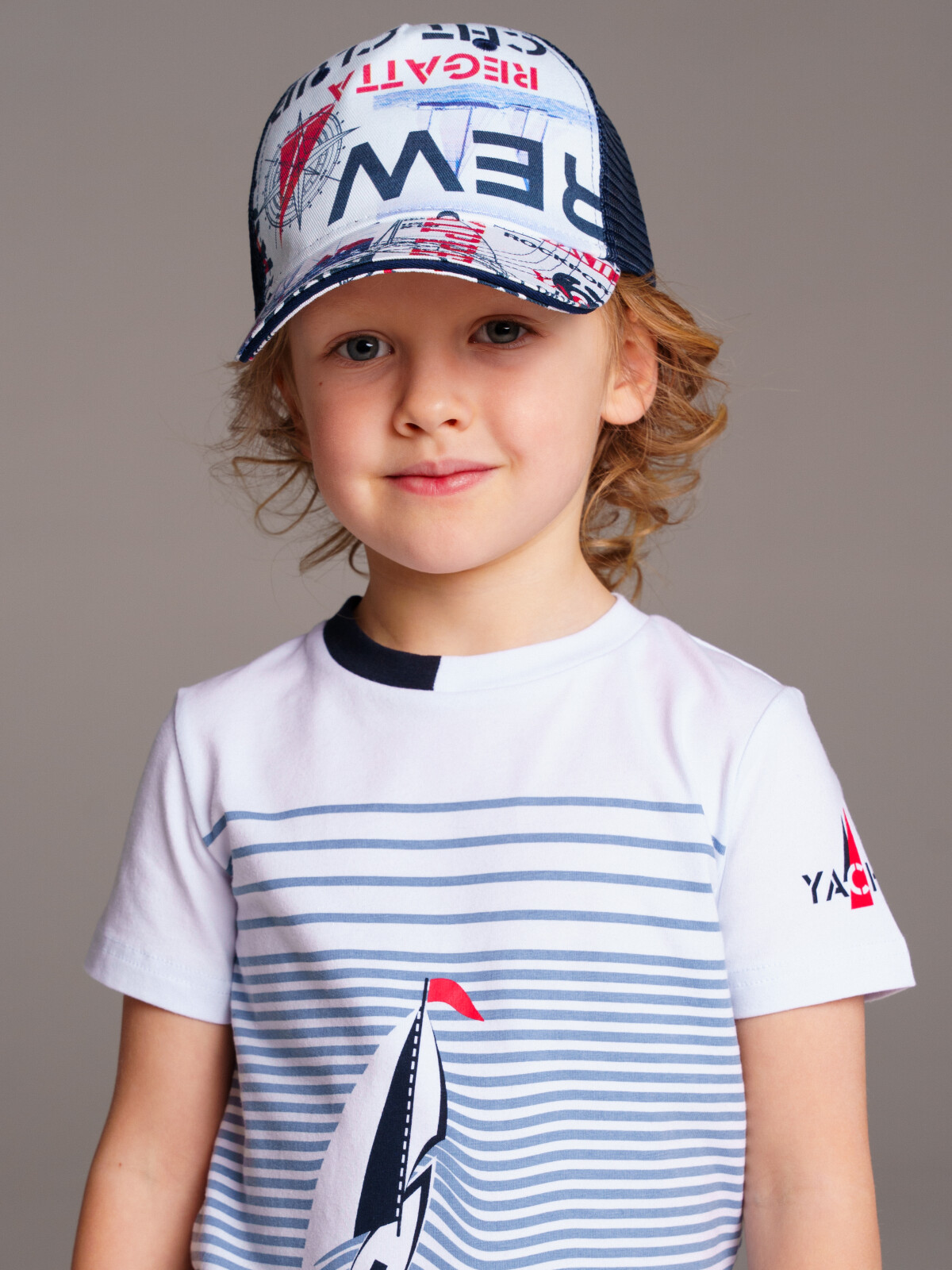 картинка Кепка текстильная для мальчика PL 12412181 Белый Синий от магазина детских товаров ALiSa