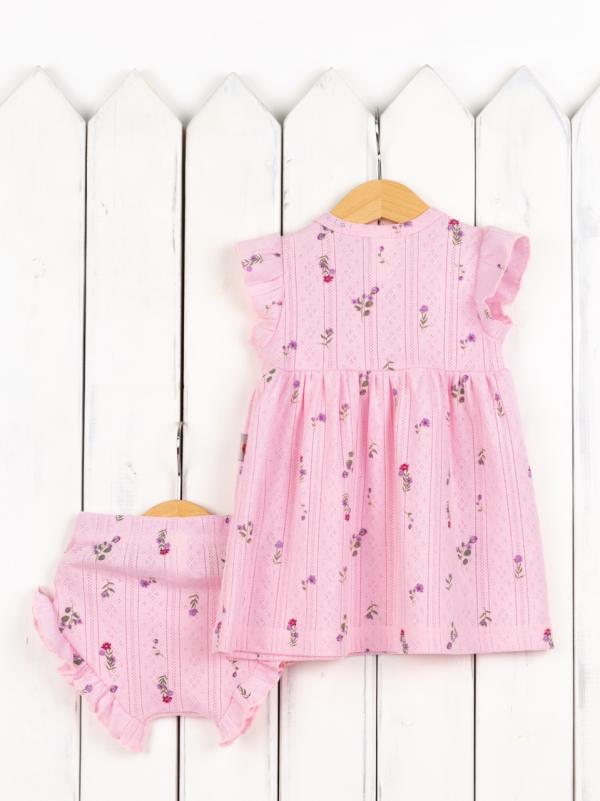 картинка Комплект для девочки Baby Boom КД551/2-Р Ажур риб Цветочки на розовом от магазина детских товаров ALiSa