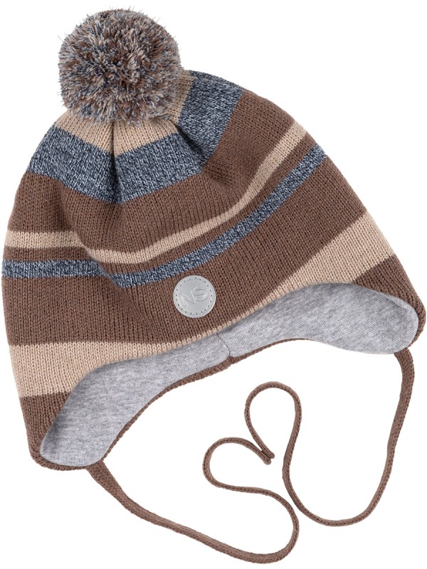 картинка Шапка утепленная для мальчика NIKASTYLE 11з15424 Кофе серо-голубой от магазина детских товаров ALiSa