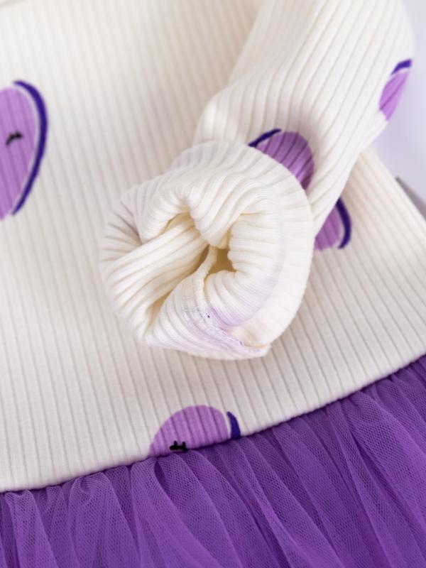 картинка Платье для девочки Baby Boom С224/8-К(М) Сердца лиловые на молоке + сиреневый от магазина детских товаров ALiSa