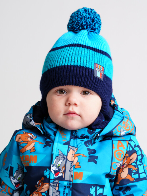 картинка Шапка утепленная для мальчика PL 32319033 Голубой, темно-синий от магазина детских товаров ALiSa