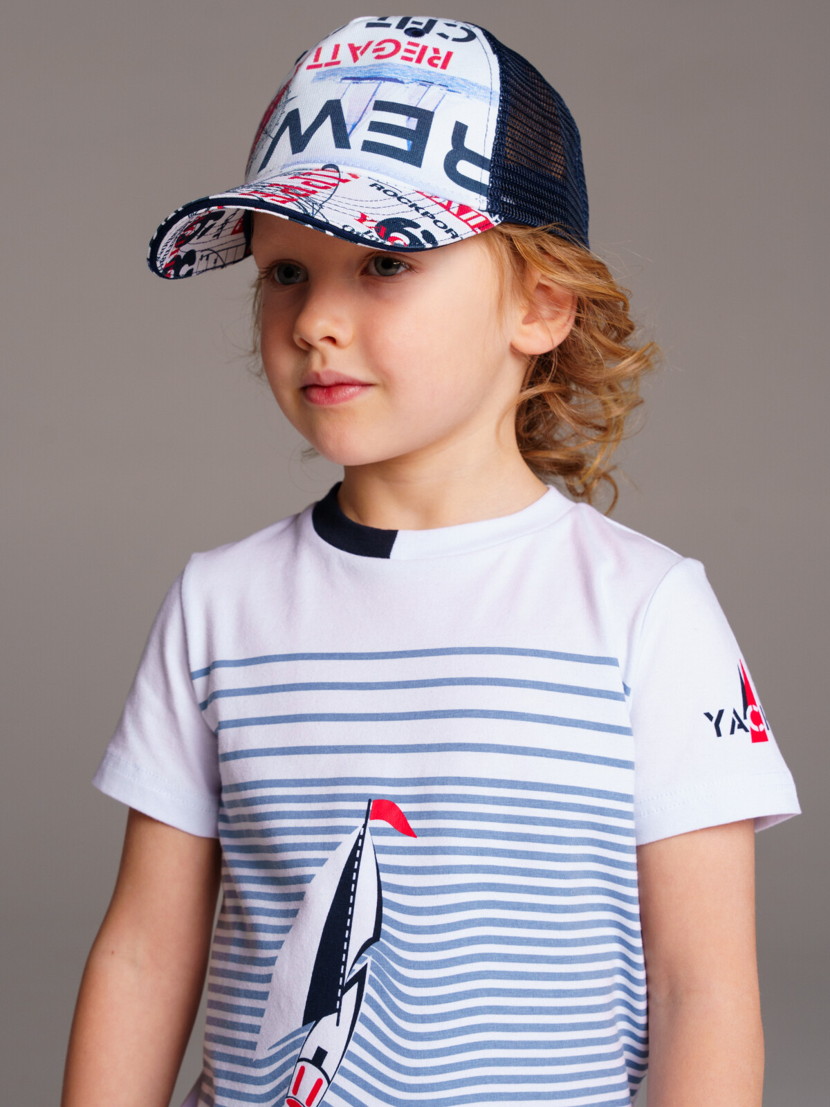 картинка Кепка текстильная для мальчика PL 12412181 Белый Синий от магазина детских товаров ALiSa