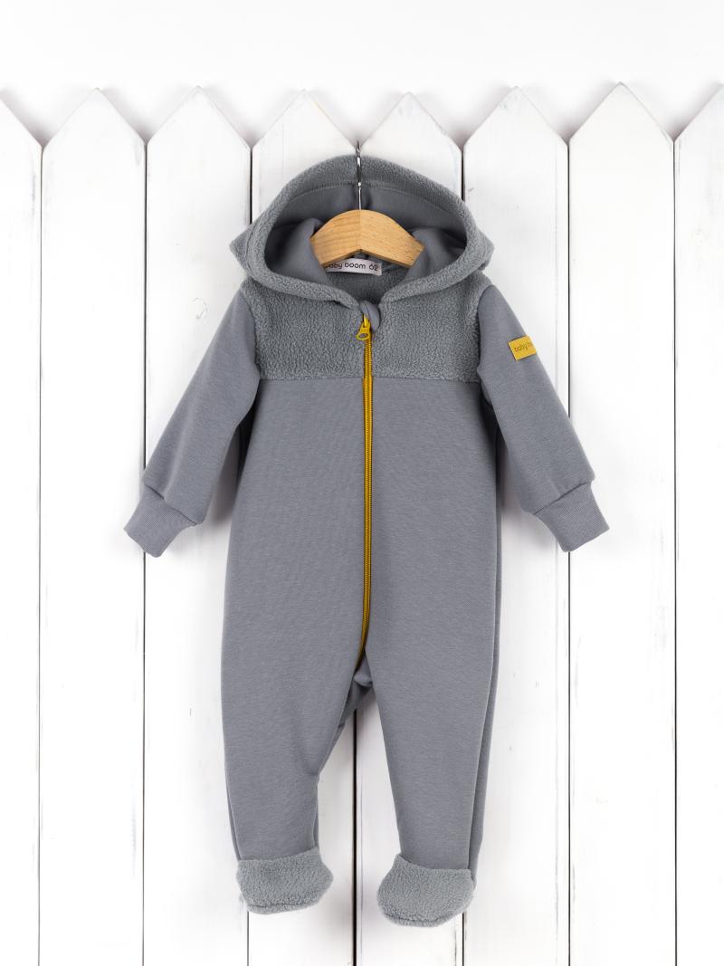 картинка Комбинезон с капюшоном Baby Boom К350/7-Ф Soft Серый от магазина детских товаров ALiSa