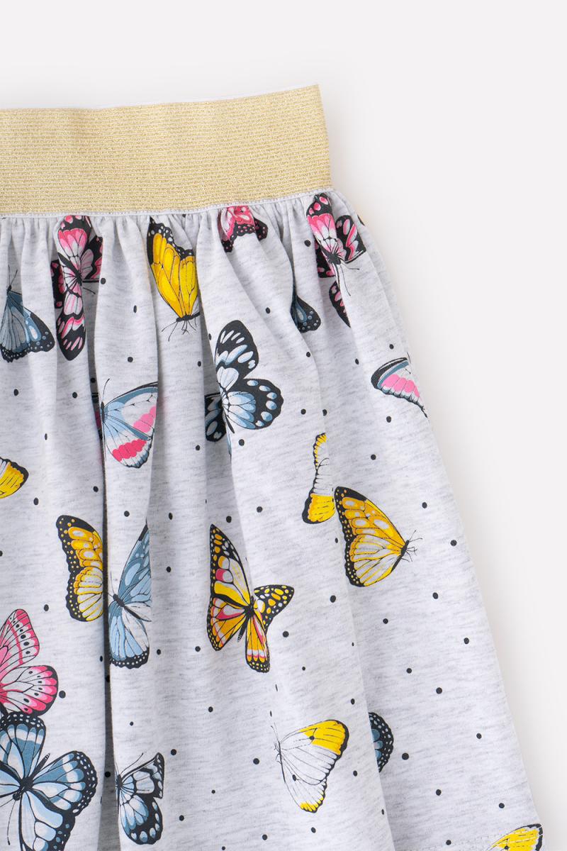картинка Юбка для девочки Crockid КР 7118 светло-серый меланж, бабочки к340 от магазина детских товаров ALiSa
