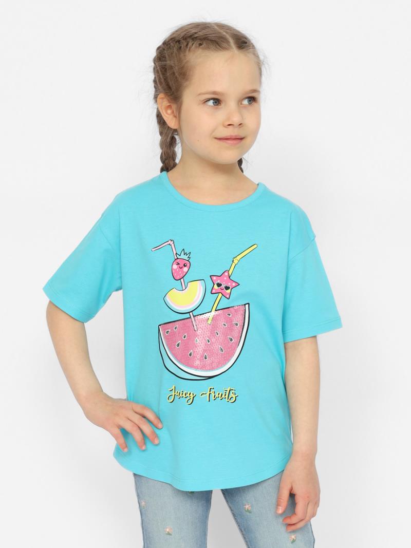 картинка Футболка для девочки CSKG 63651-40 Бирюзовый от магазина детских товаров ALiSa