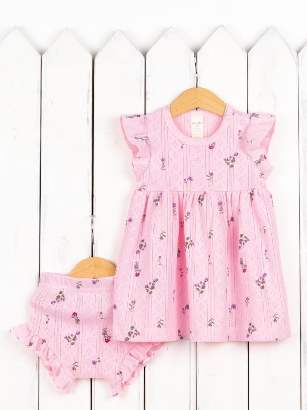 картинка Комплект для девочки Baby Boom КД551/2-Р Ажур риб Цветочки на розовом от магазина детских товаров ALiSa