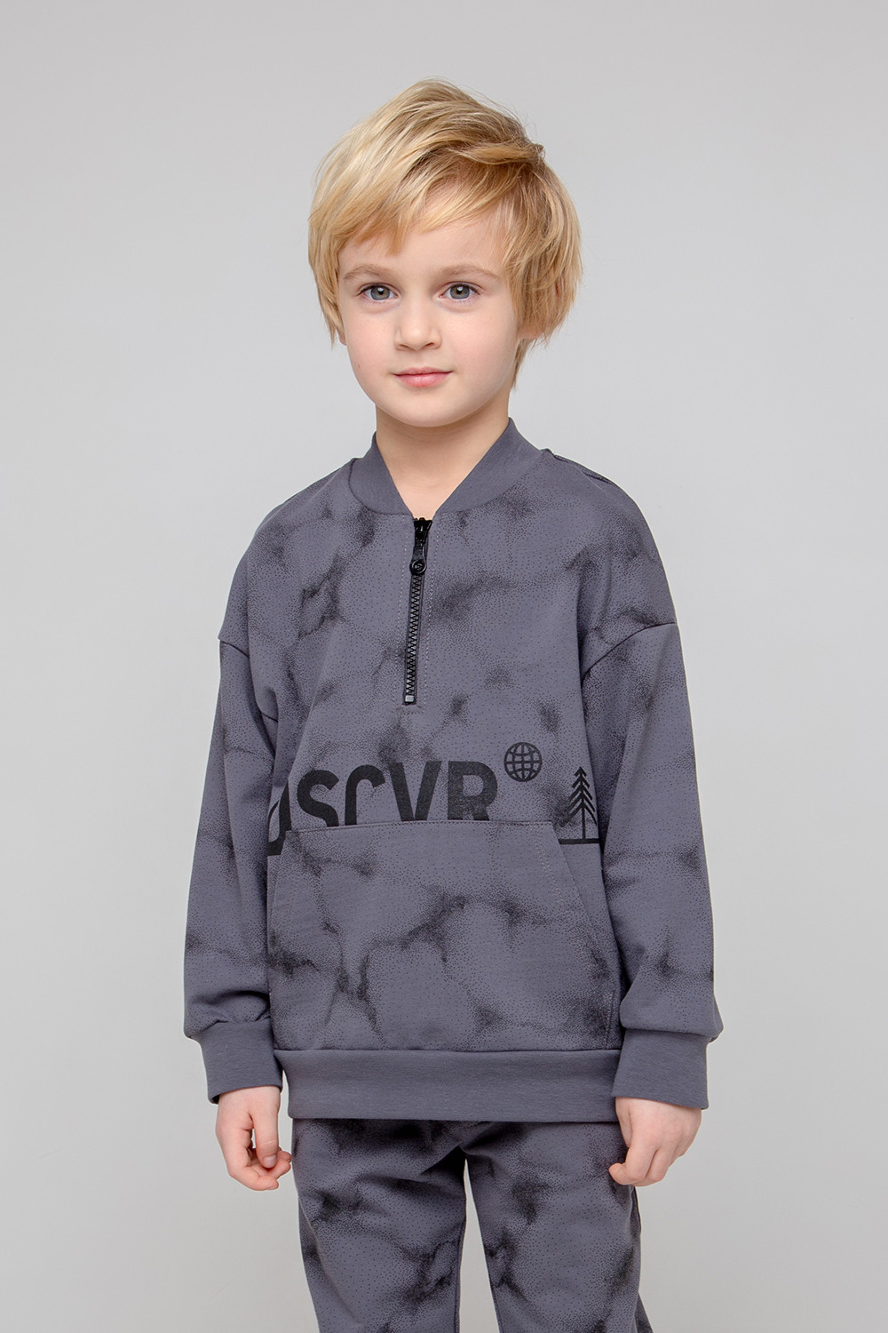 картинка Джемпер для мальчика Crockid КР 301875-1 серая дымка, гранжевая текстура к348 от магазина детских товаров ALiSa