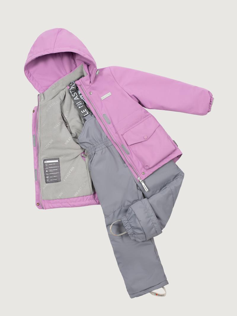 картинка Комплект утеплённый для девочки NIKASTYLE 7м2225 Орхидея серый от магазина детских товаров ALiSa