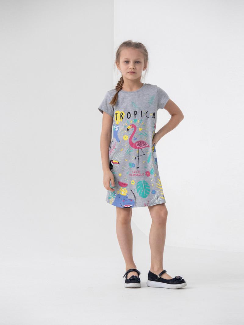 картинка Платье для девочки Cherubino CSKG 63092-11-314 Светло-серый меланж от магазина детских товаров ALiSa