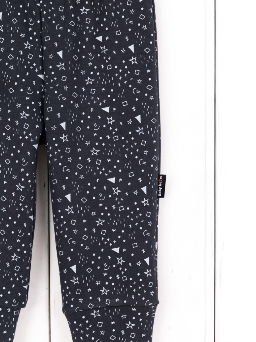 картинка Брюки для мальчика Baby Boom П135/1-И Значки серые на графите я735 от магазина детских товаров ALiSa