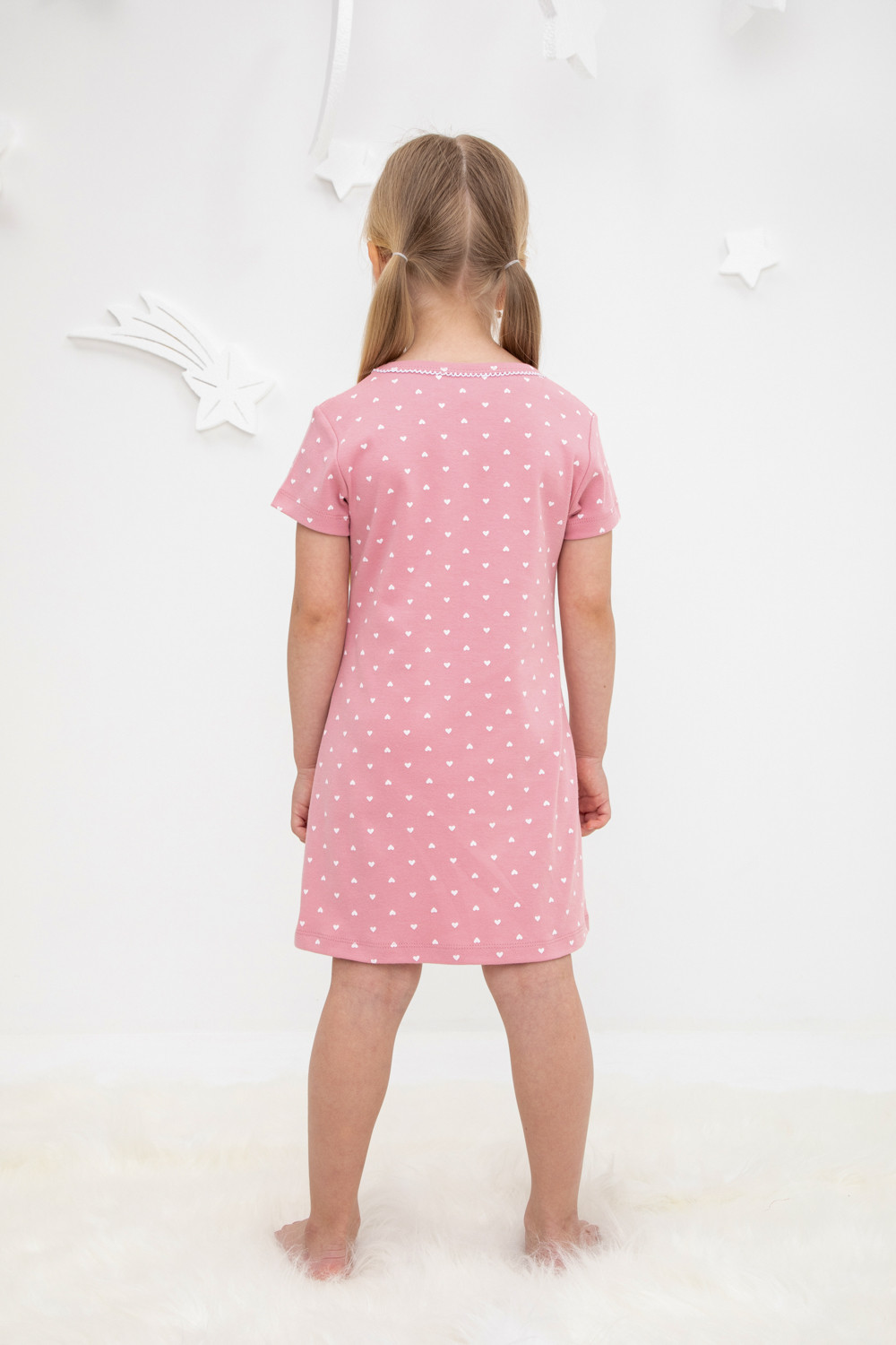 картинка Сорочка для девочки Crockid К 1156 сердечки на розовом зефире от магазина детских товаров ALiSa