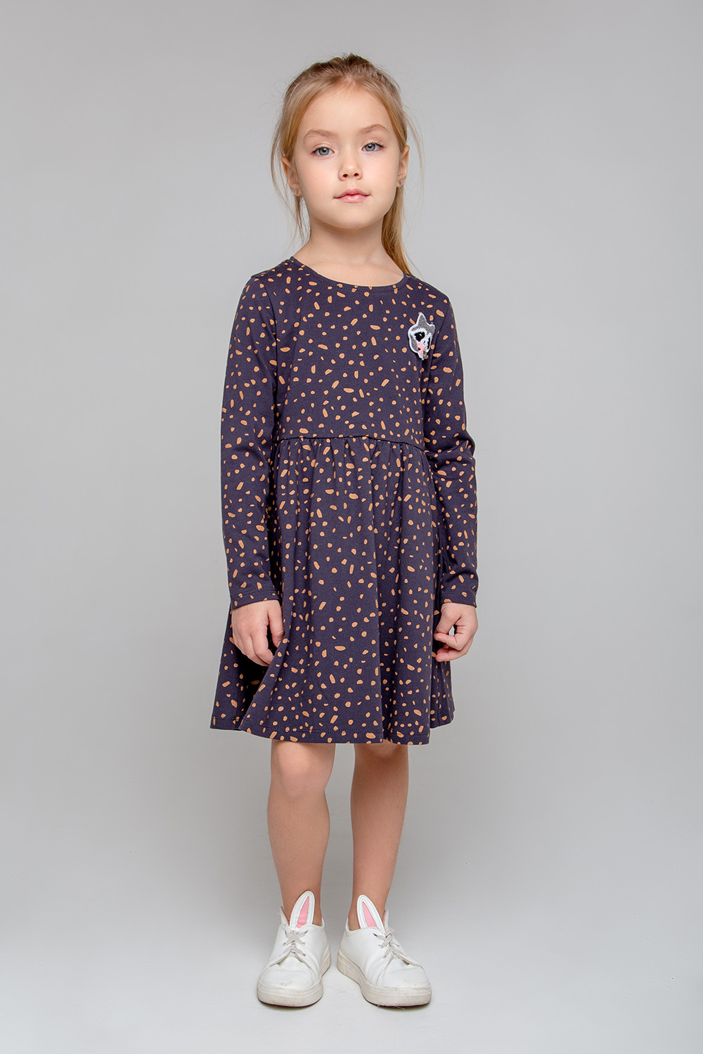 картинка Платье для девочки Crockid КР 5779 угольный серый, россыпь к357 от магазина детских товаров ALiSa