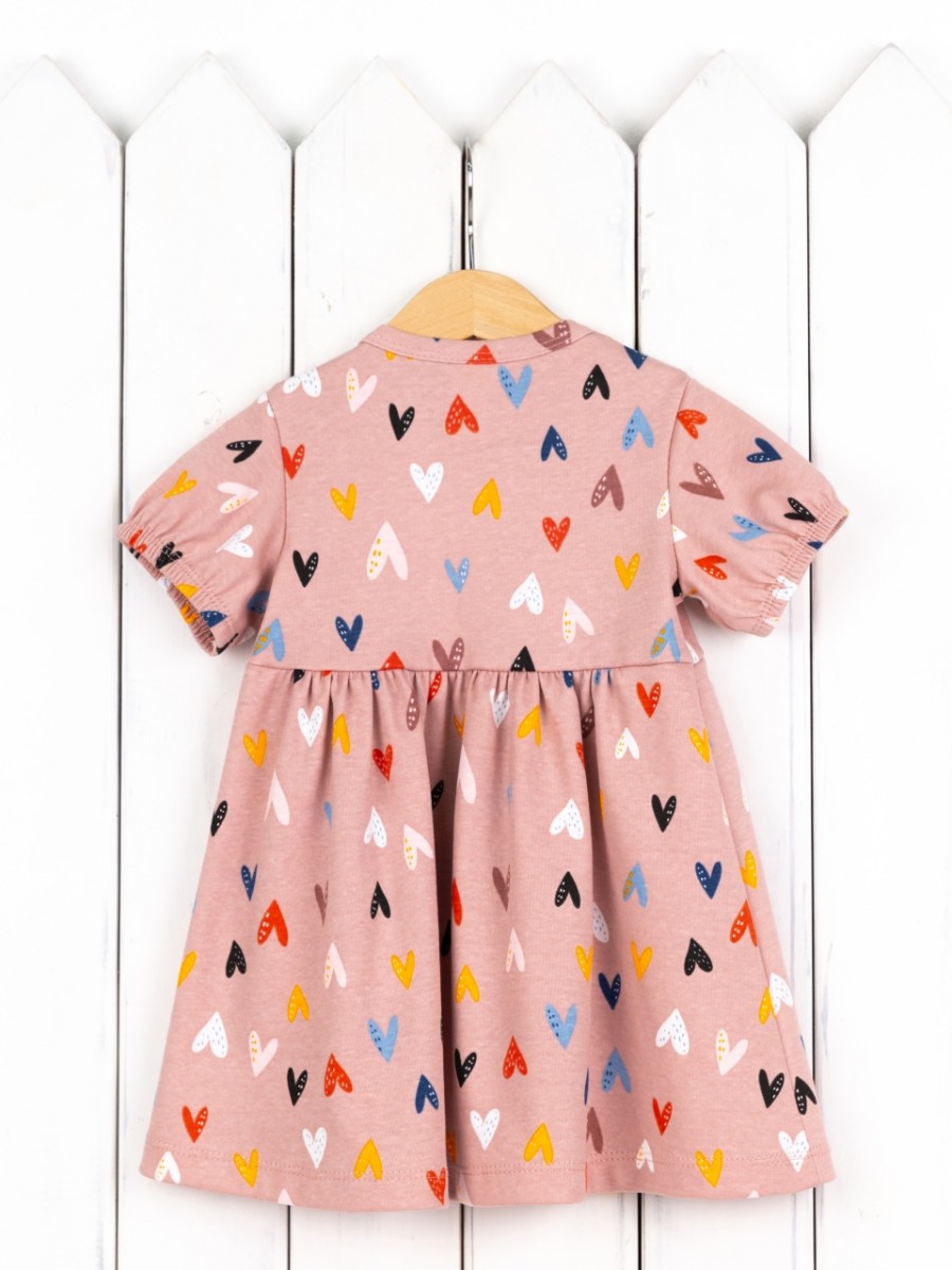 картинка Платье для девочки Baby Boom С252/1-И Сердечки на бежевом от магазина детских товаров ALiSa