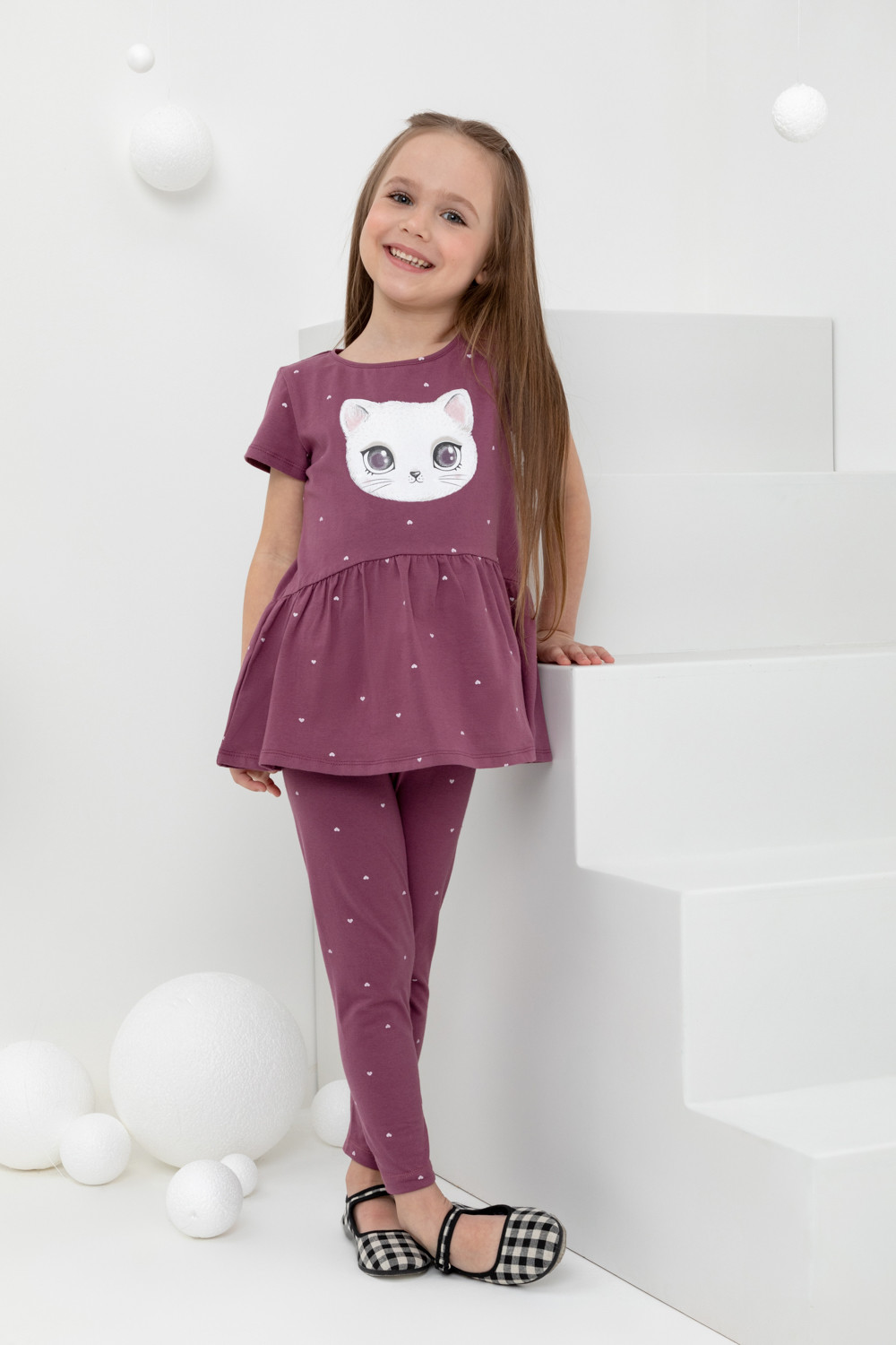 картинка Платье-туника для девочки Crockid КР 5828 амарант, сердечки к431 от магазина детских товаров ALiSa