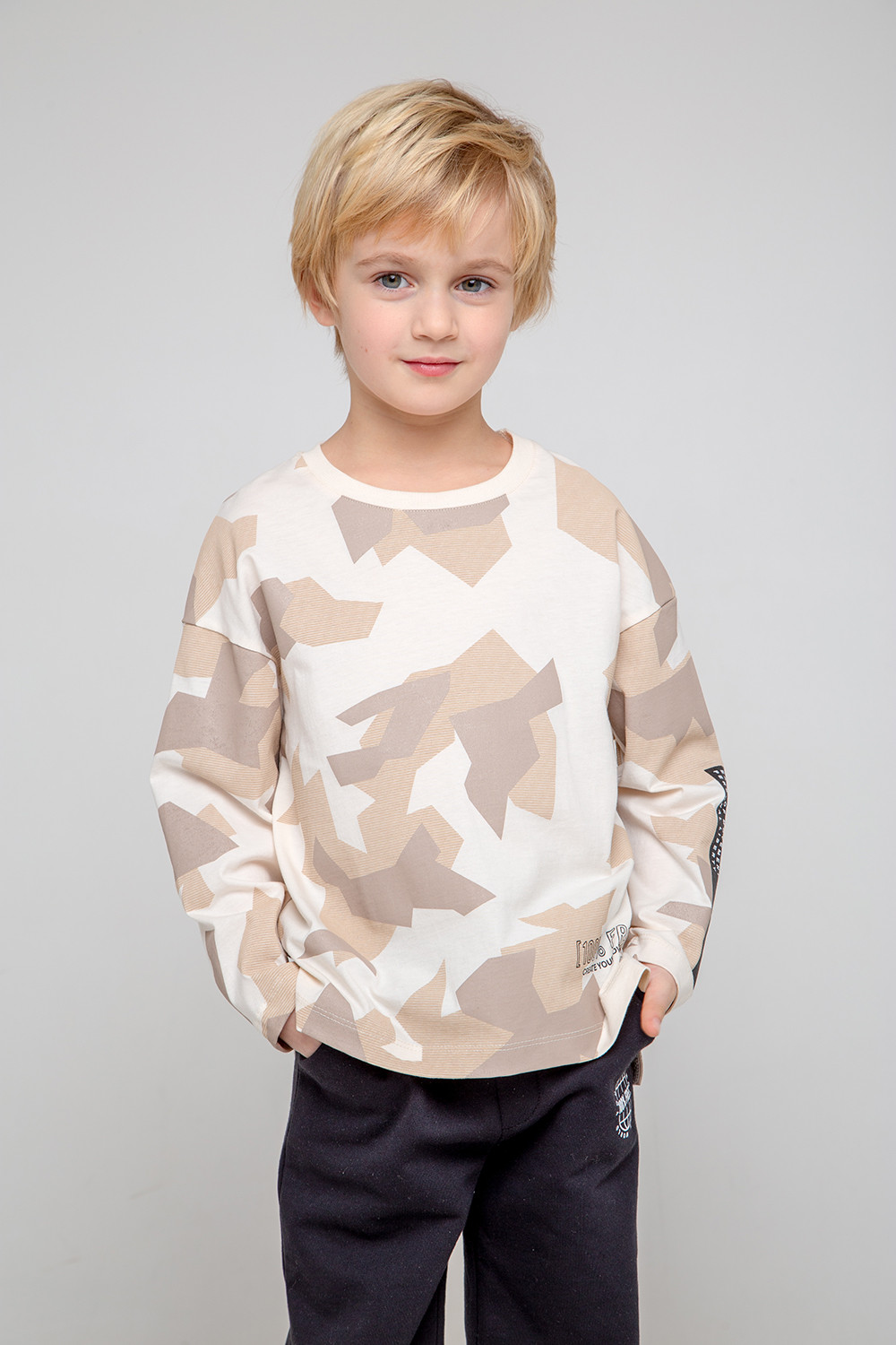 картинка Джемпер для мальчика Crockid КР 301898-1 айвори, геометрический камуфляж к354 от магазина детских товаров ALiSa