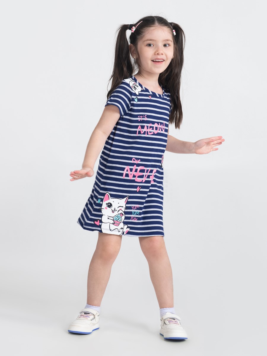 картинка Платье для девочки Cherubino CWKG 62963-41 Темно-синий от магазина детских товаров ALiSa
