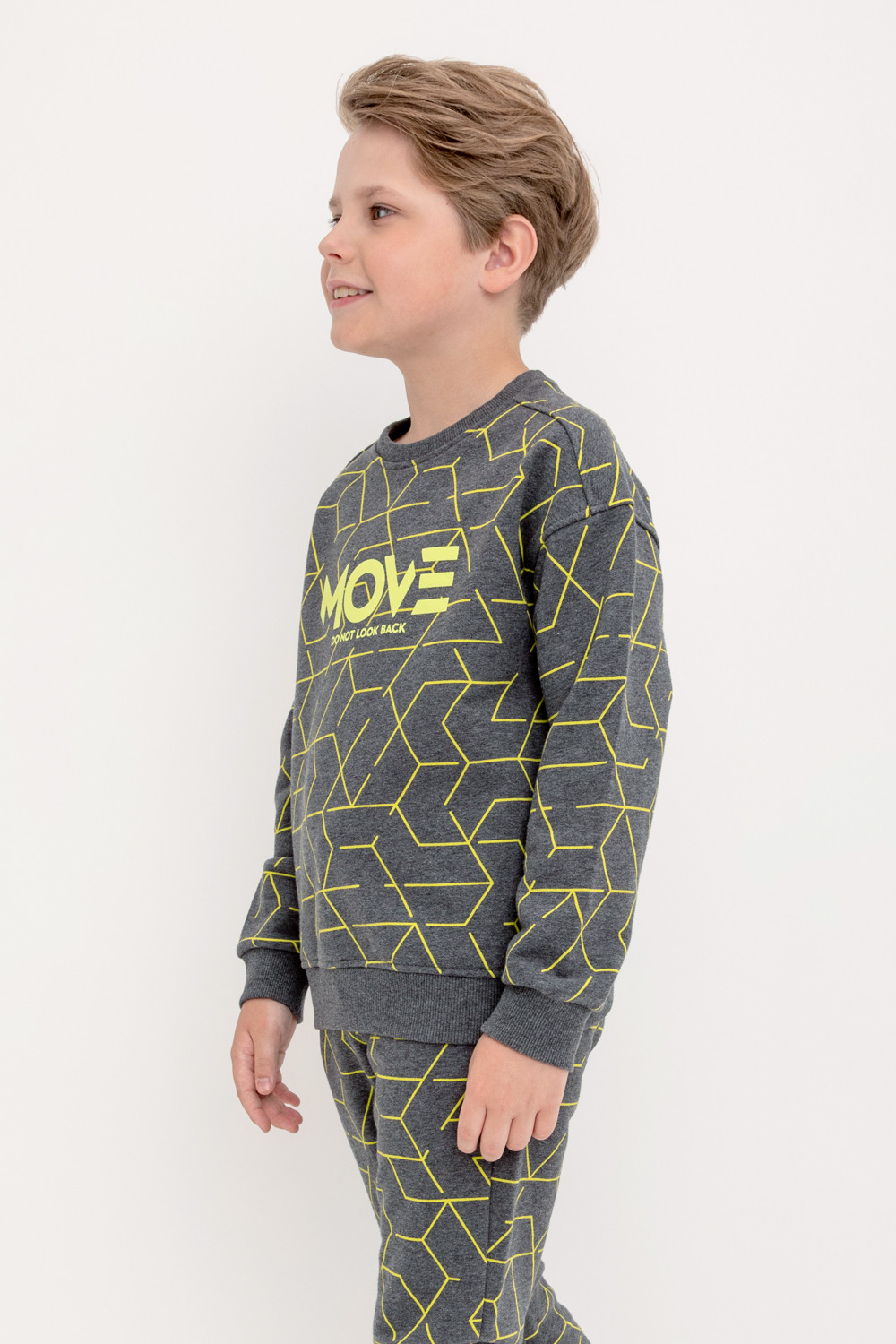 картинка Джемпер для мальчика Crockid КР 302227 темно-серый меланж, геометрия к422 от магазина детских товаров ALiSa