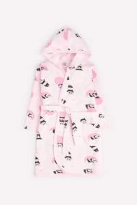 Халат для девочки Crockid К 5483 панды в космосе на нежно-розовом