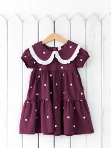 Платье для девочки Baby Boom С198/2-К Сердечки на бордо