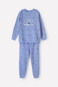 Пижама для мальчика Crockid КБ 2807 пыльно-голубой джинс, быстрее ветра