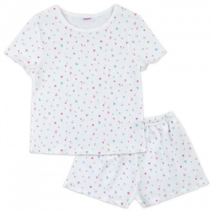 Пижама для девочки Youlala 7006200202 Молочный сердечки
