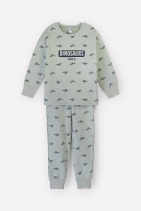 Пижама для мальчика Crockid К 1581 темно-оливковый, маленькие динозавры