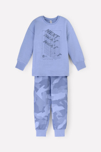 Пижама для мальчика Crockid К 1547 пыльно-голубой джинс, геометрия