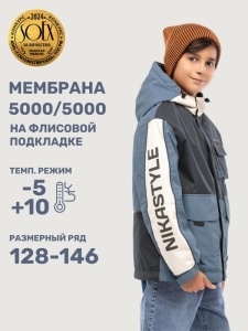 Куртка утеплённая для мальчика NIKASTYLE 4м4525 Графит джинс