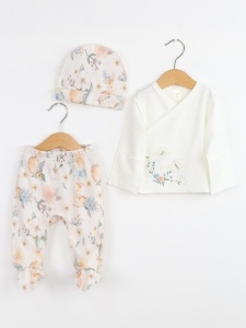 Комплект для девочки Baby Boom КН164/2-И Цветы и олени на молоке я737