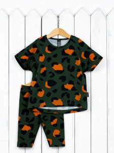 Комплект для девочки Baby Boom КД504/1-К-М Леопард на зеленом Б109