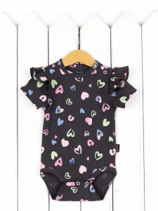 Боди для девочки Baby Boom Б144/3-И Сердечки на графите я729