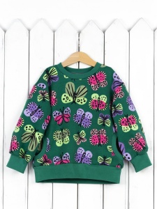 Джемпер для девочки Baby Boom Д50/1-Ф Бабочки на зелёном Б111
