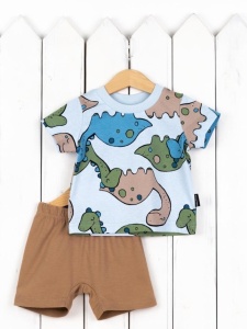 Комплект для мальчика Baby Boom BB КД506/2-К Дино на голубом + бежевый я736