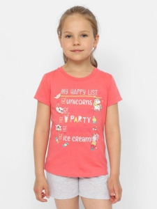 Футболка для девочки CWKG 63405-28 Коралловый