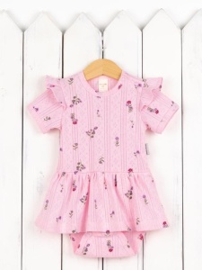 Боди-платье для девочки Baby Boom Б138/5-Р Цветочки на розовом