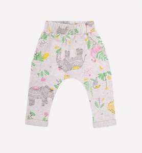 Брюки для девочки Crockid КР 4983 светло-бежевый меланж, слоники к287