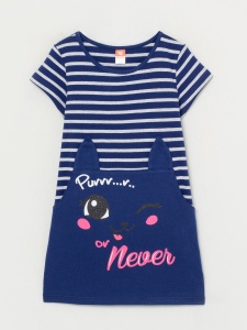 Платье для девочки CWKG 62852-41-286 Темно-синий + Светло-серый меланж