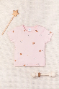 Футболка для девочки Crockid К 301156 собачки на поле на бежево-розовом