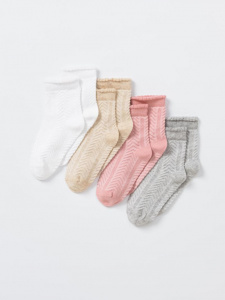 Носки детские Artie 4 пары 4-3d929 Белый Розовый Молочный меланж Светло-серый меланж