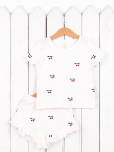 Пижама для девочки Baby Boom КС21/5-Р Ажурная рибана Вишенки