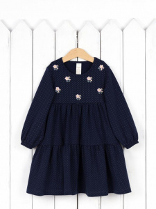 Платье для девочки Baby Boom С215/3-К Горошек на тёмно-синем