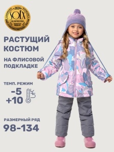 Комплект утеплённый для девочки NIKASTYLE 7м1425 Розовый серый