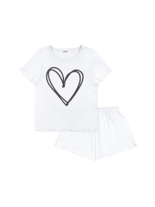 Пижама для девочки Youlala 7006700101 Молочный сердце