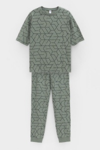 Пижама для мальчика Crockid КБ 2823 зеленый чай, геометрия