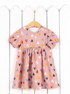 Платье для девочки Baby Boom С252/1-И Сердечки на бежевом