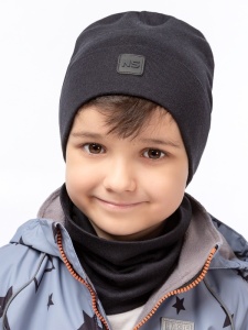 Комплект деми шапка снуд для мальчика NIKASTYLE 12л12725 Черный