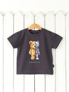 Футболка детская Baby Boom BB Ф86/2-К Графит - Тедди-робот Б102