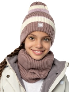 Комплект деми шапка снуд для девочки NIKASTYLE 12м11225 Какао
