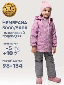 Комплект утеплённый для девочки NIKASTYLE 7м2025 Орхидея серый Комплект утеплённый для девочки NIKASTYLE 7м2025 Орхидея серый