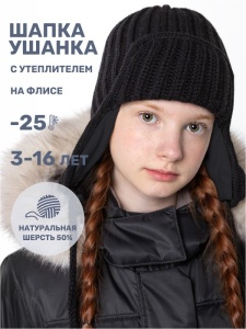 Шапка ушанка утепленная для девочки NIKASTYLE 11з15824 Черный